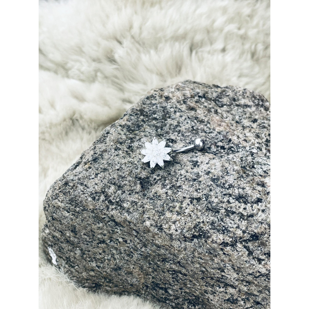 Blume Bauchnabelpiercing Silber 925 Piercingschmuck Banana mit Zirkonia