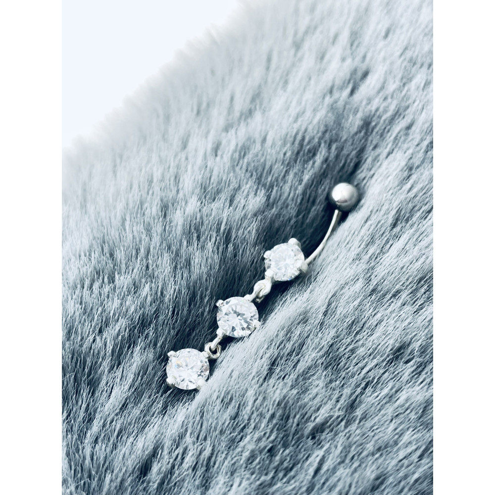 Bauchnabelpiercing Silber 925 Piercingschmuck Banana mit Zirkonia