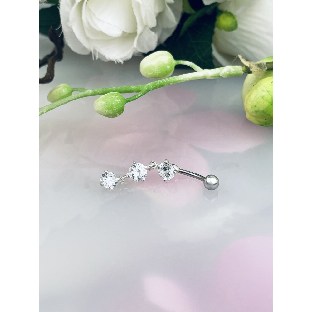 Bauchnabelpiercing Silber 925 Piercingschmuck Banana mit Zirkonia