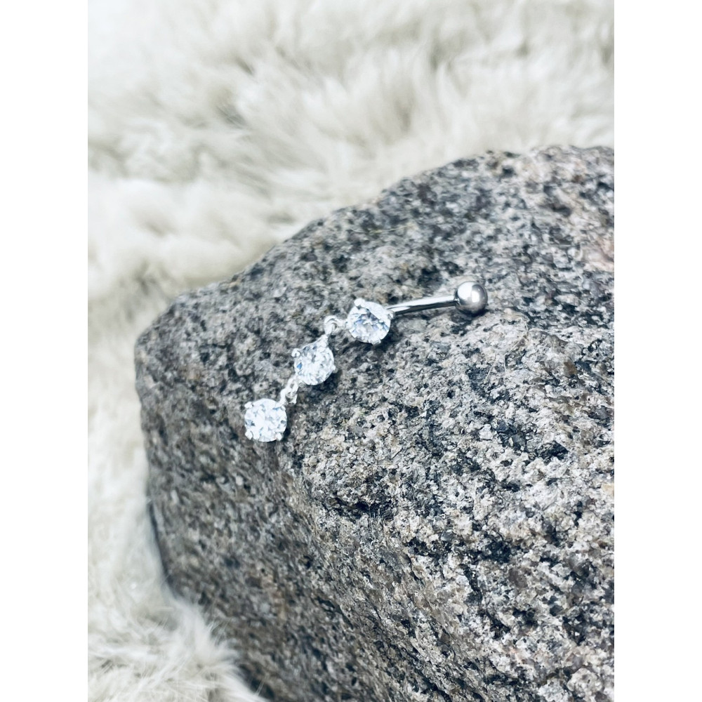 Bauchnabelpiercing Silber 925 Piercingschmuck Banana mit Zirkonia