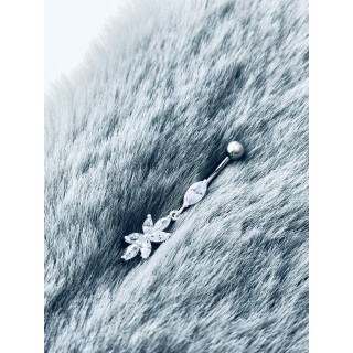 Blume Bauchnabelpiercing Silber 925 Piercingschmuck Banana mit Zirkonia