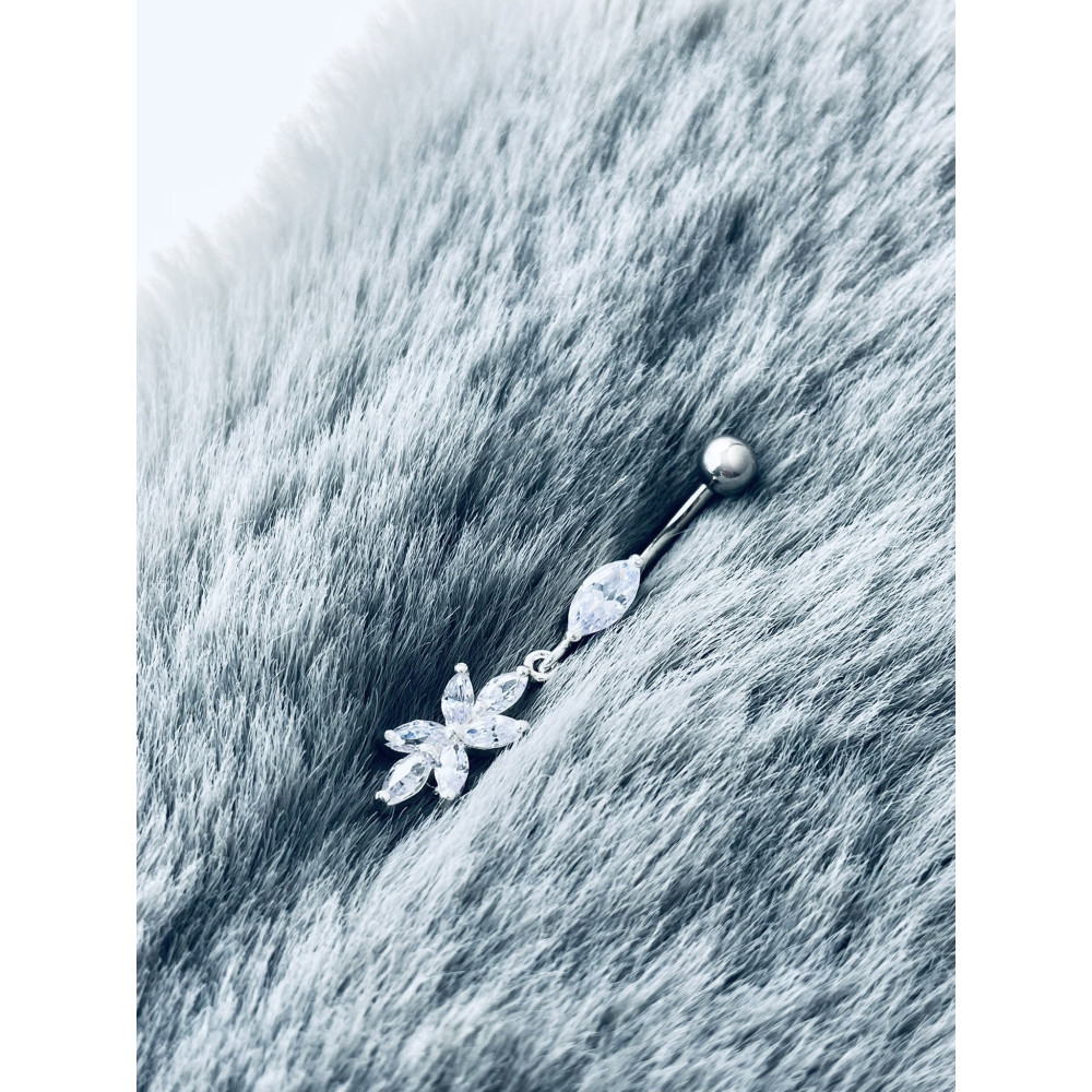 Blume Bauchnabelpiercing Silber 925 Piercingschmuck Banana mit Zirkonia