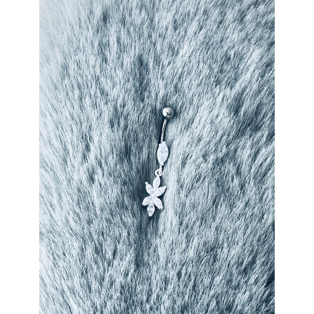 Blume Bauchnabelpiercing Silber 925 Piercingschmuck Banana mit Zirkonia