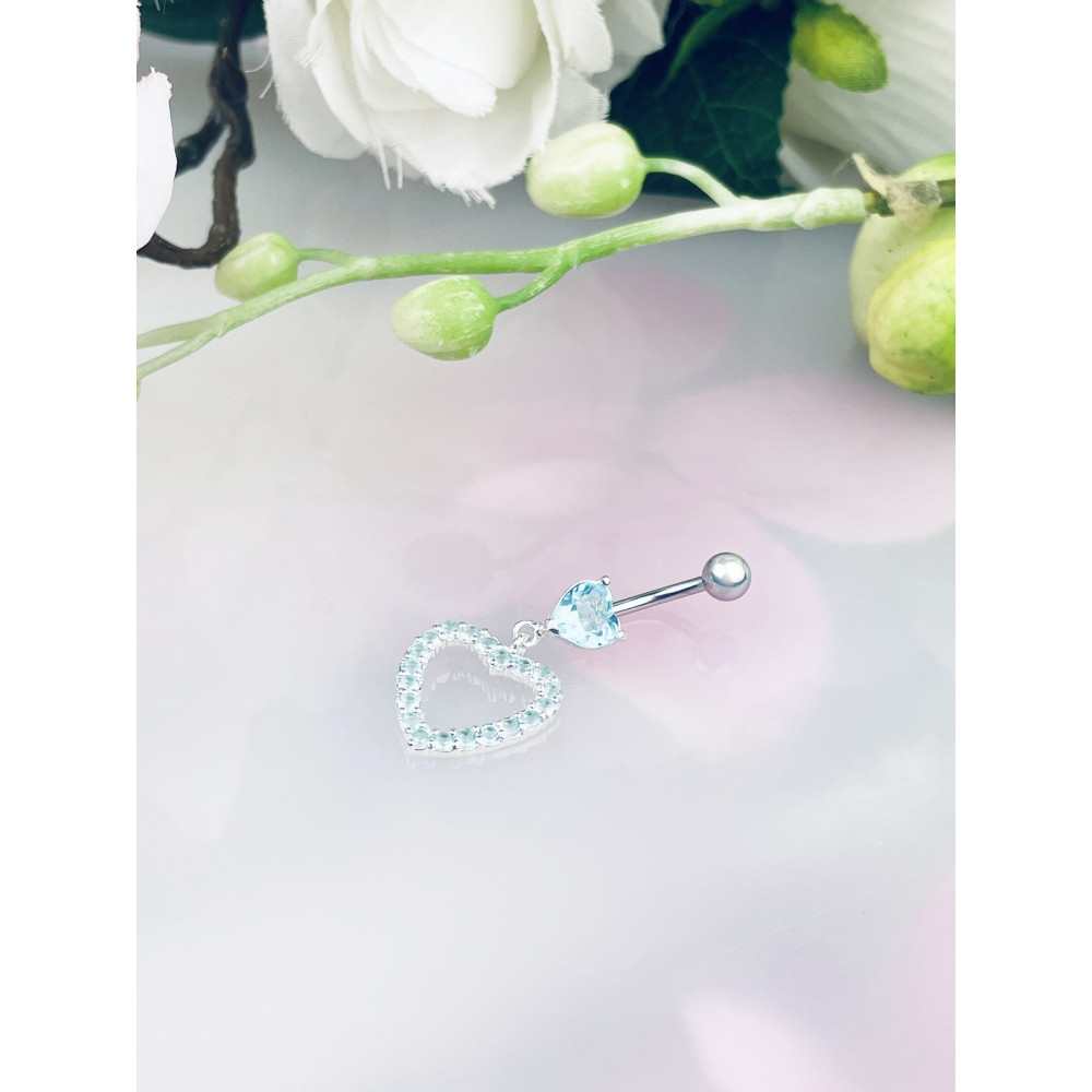 Herz Bauchnabelpiercing Silber 925 Piercingschmuck Banana mit Zirkonia