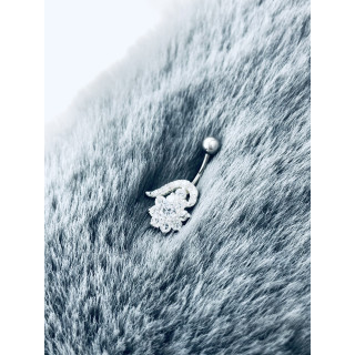 Blume Bauchnabelpiercing Silber 925 Piercingschmuck Banana mit Zirkonia