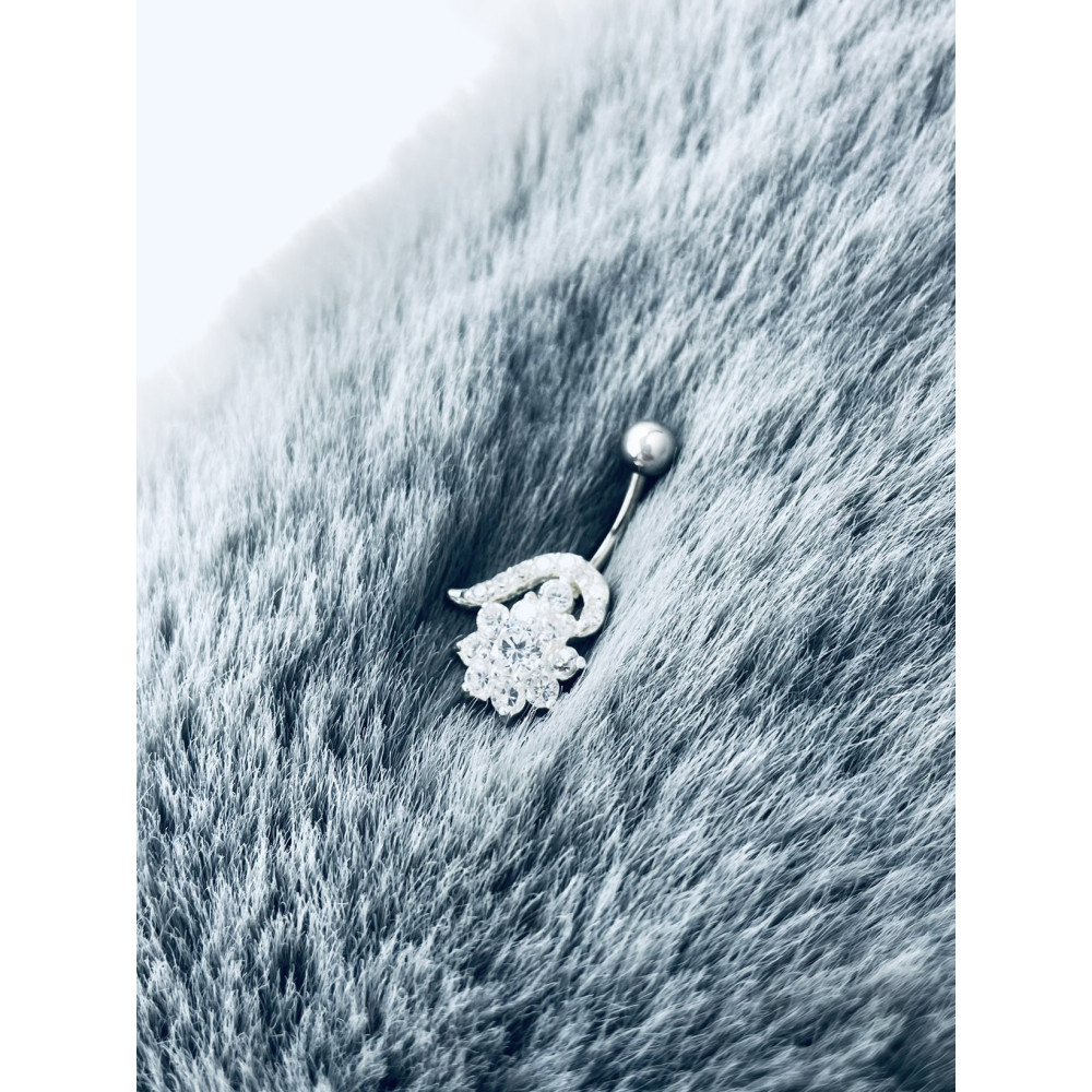 Blume Bauchnabelpiercing Silber 925 Piercingschmuck Banana mit Zirkonia