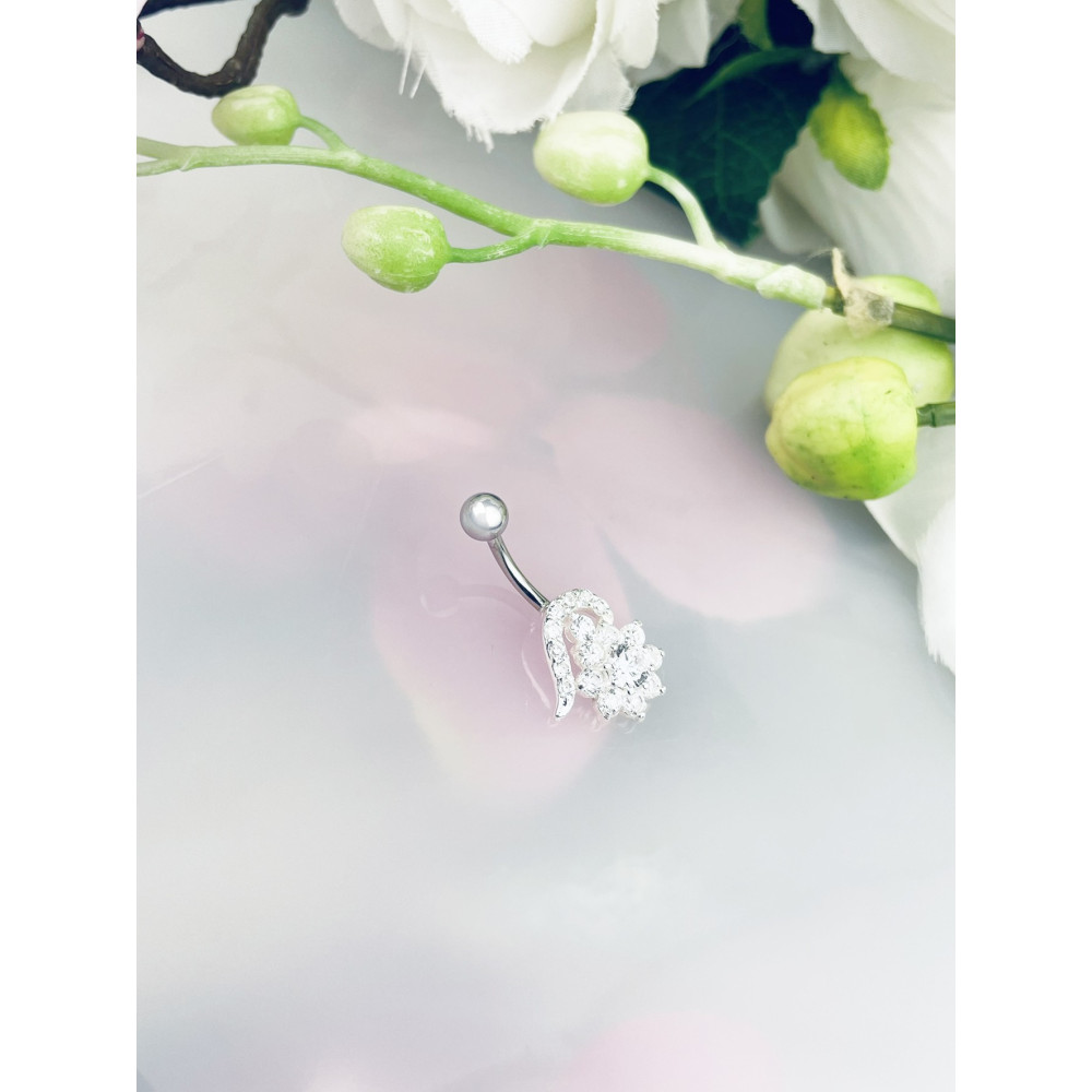 Blume Bauchnabelpiercing Silber 925 Piercingschmuck Banana mit Zirkonia