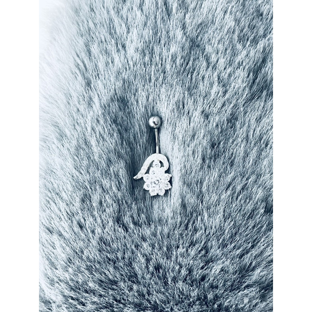 Blume Bauchnabelpiercing Silber 925 Piercingschmuck Banana mit Zirkonia