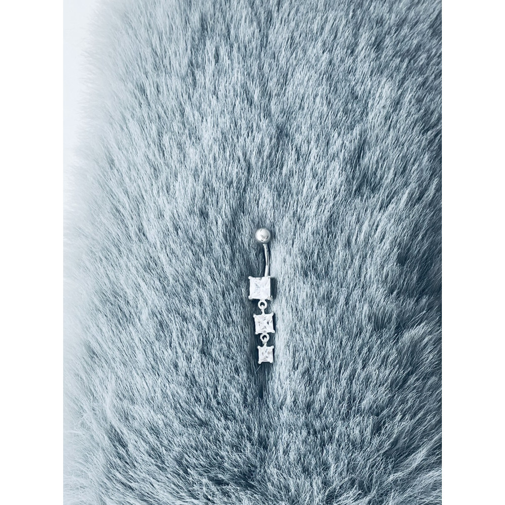 Quadrat Bauchnabelpiercing Silber 925 Piercingschmuck Banana mit Zirkonia