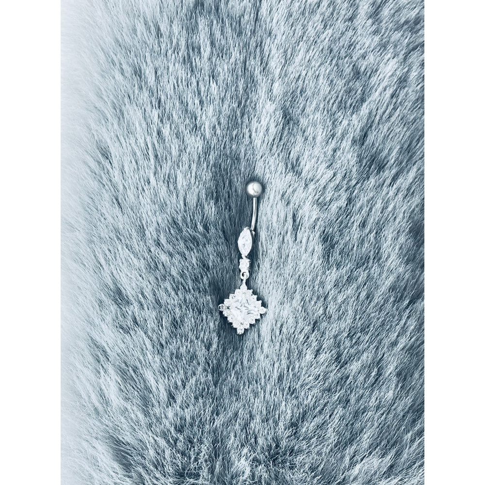 Quadrat Bauchnabelpiercing Silber 925 Piercingschmuck Banana mit Zirkonia