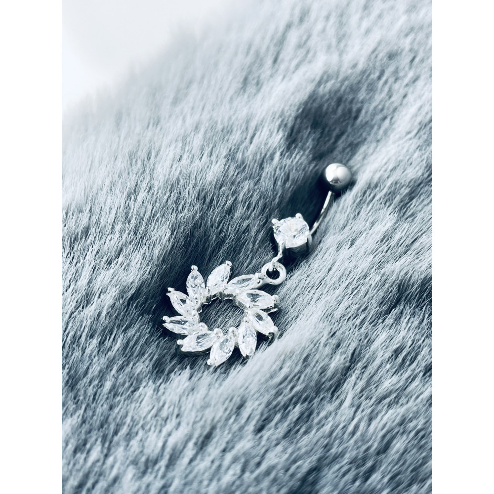 Blume Bauchnabelpiercing Silber 925 Piercingschmuck Banana mit Zirkonia