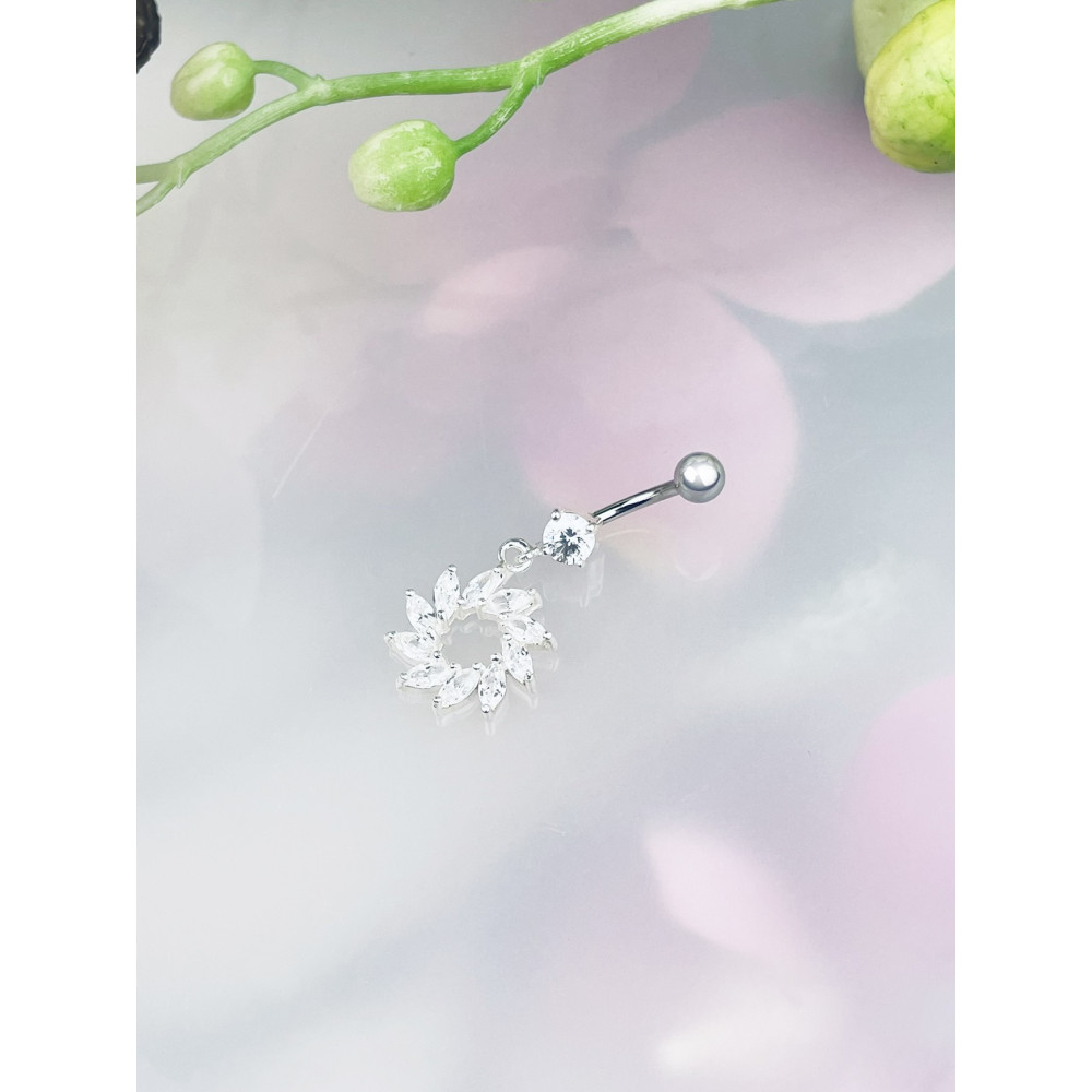 Blume Bauchnabelpiercing Silber 925 Piercingschmuck Banana mit Zirkonia