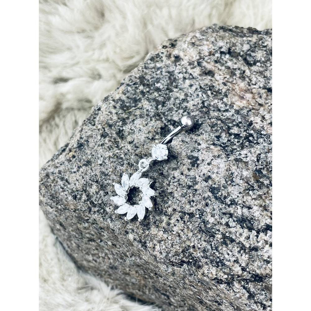 Blume Bauchnabelpiercing Silber 925 Piercingschmuck Banana mit Zirkonia