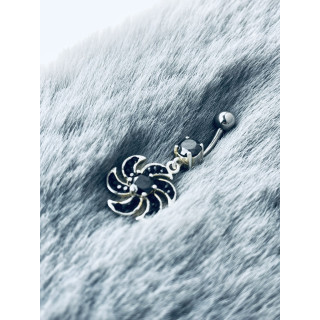 Blume Bauchnabelpiercing Silber 925 Piercingschmuck Banana mit Onyx