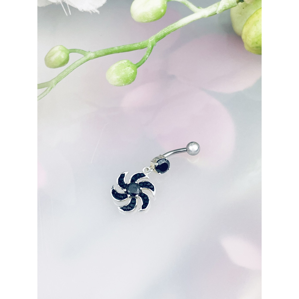 copy of Srebrny kolczyk do pępka z cyrkoniami łezka kropla