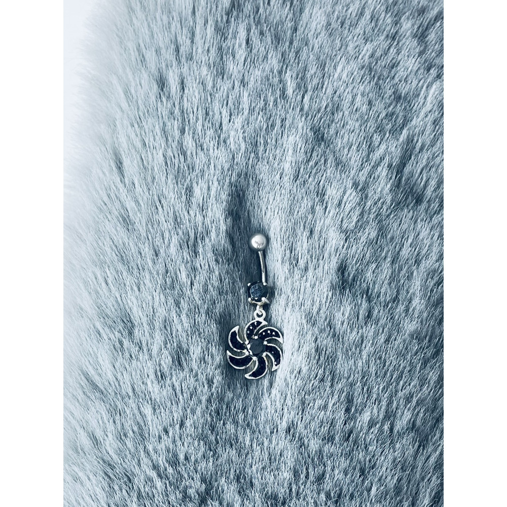 Blume Bauchnabelpiercing Silber 925 Piercingschmuck Banana mit Onyx