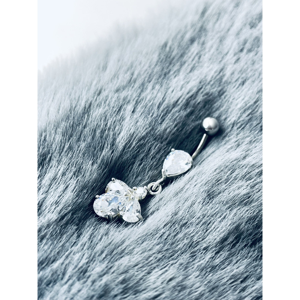 Bauchnabelpiercing Silber 925 Piercingschmuck Banana mit Zirkonia