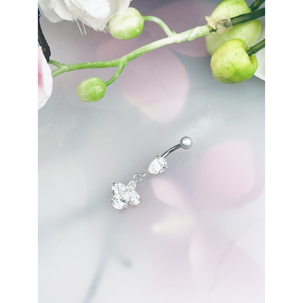 Bauchnabelpiercing Silber 925 Piercingschmuck Banana mit Zirkonia