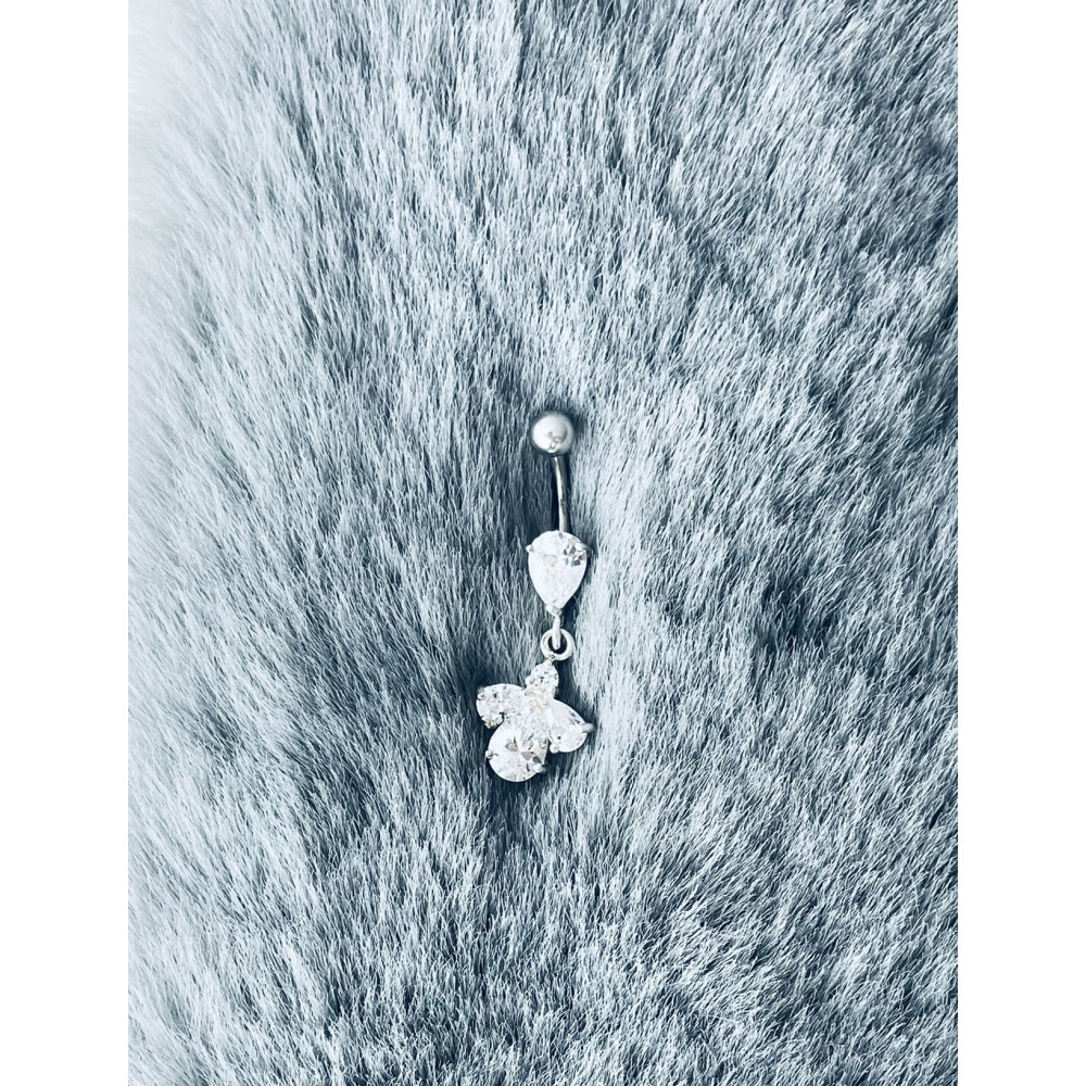 Bauchnabelpiercing Silber 925 Piercingschmuck Banana mit Zirkonia