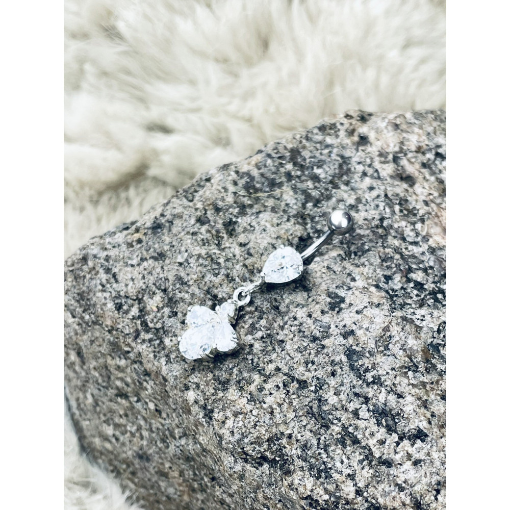 Bauchnabelpiercing Silber 925 Piercingschmuck Banana mit Zirkonia