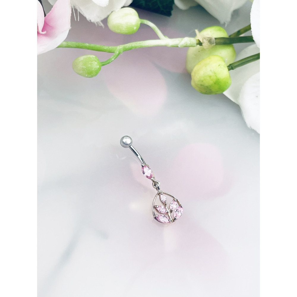 Blatt Bauchnabelpiercing Silber 925 Piercingschmuck Banana mit Zirkonia