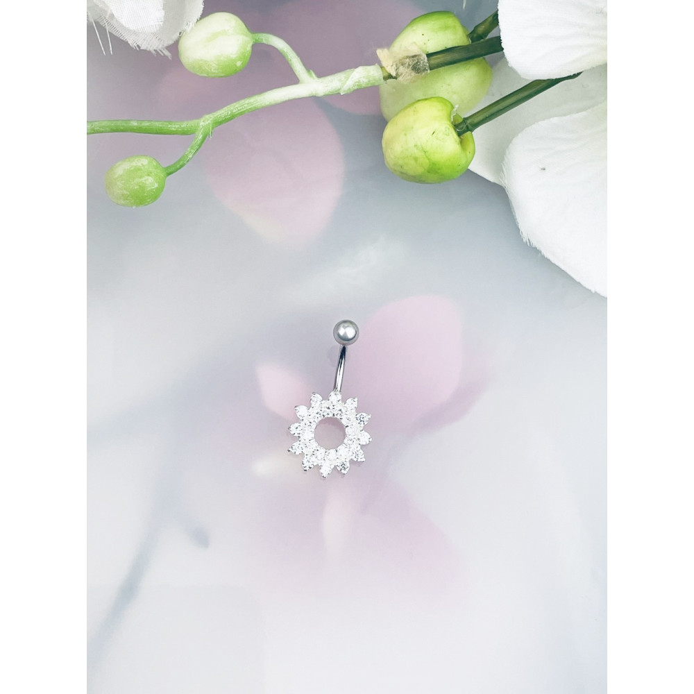 Blume Bauchnabelpiercing Silber 925 Piercingschmuck Banana mit Zirkonia