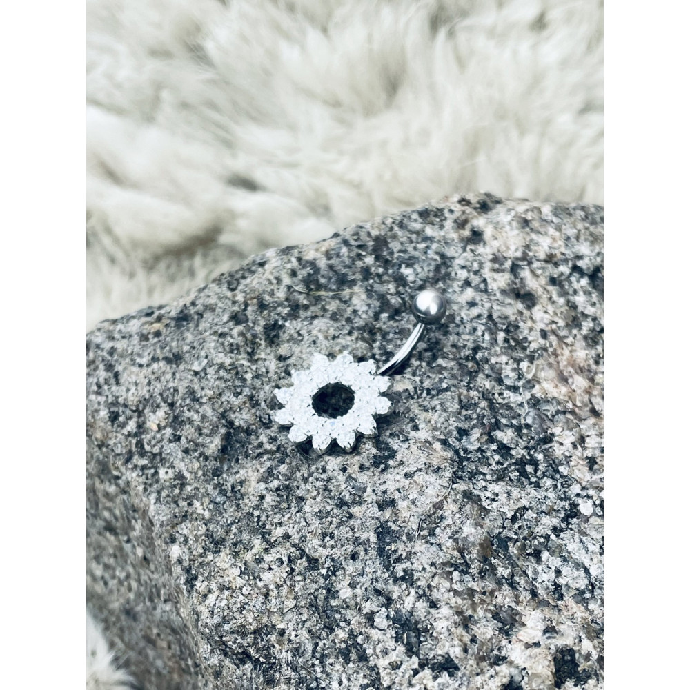 Blume Bauchnabelpiercing Silber 925 Piercingschmuck Banana mit Zirkonia