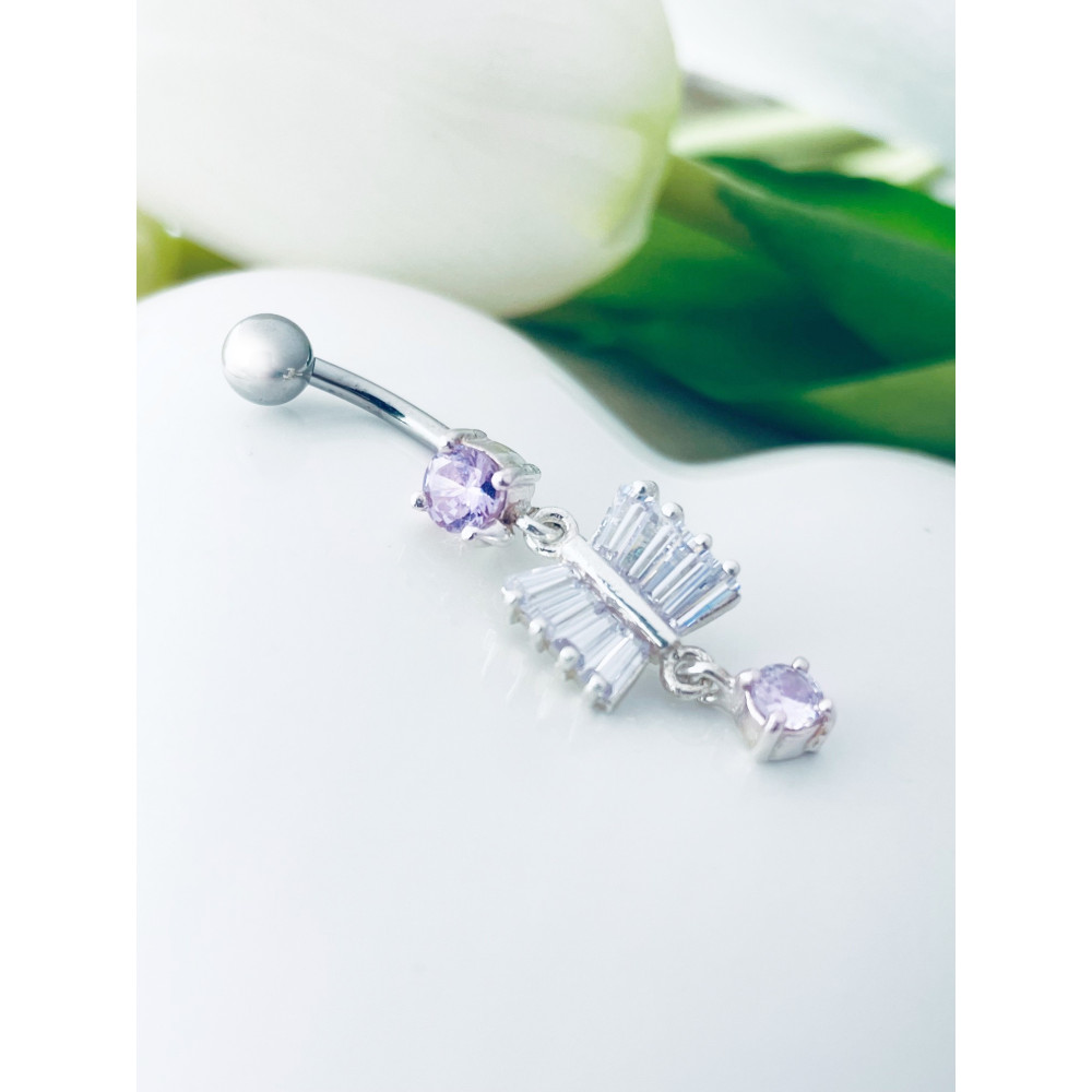 Libelle Bauchnabelpiercing Silber 925 Piercingschmuck Banana mit Zirkonia