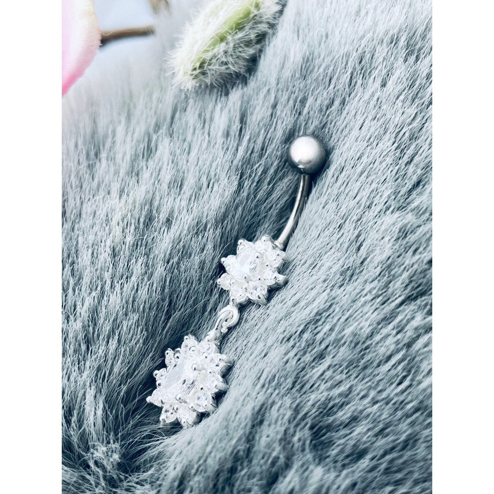 Blume Bauchnabelpiercing Silber 925 Piercingschmuck Banana mit Zirkonia