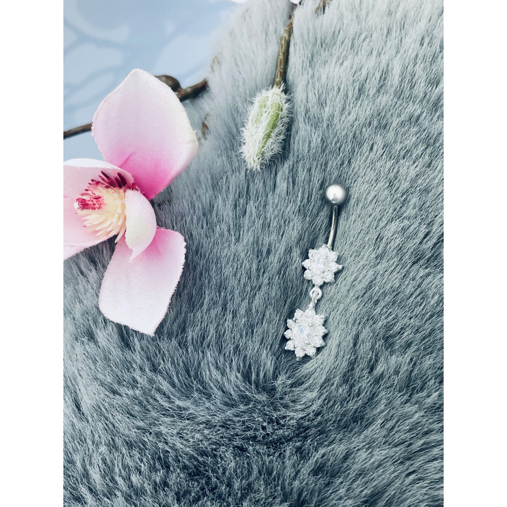 Blume Bauchnabelpiercing Silber 925 Piercingschmuck Banana mit Zirkonia