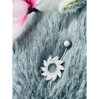 Blume Bauchnabelpiercing Silber 925 Piercingschmuck Banana mit Zirkonia
