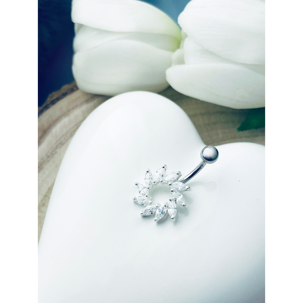 Blume Bauchnabelpiercing Silber 925 Piercingschmuck Banana mit Zirkonia