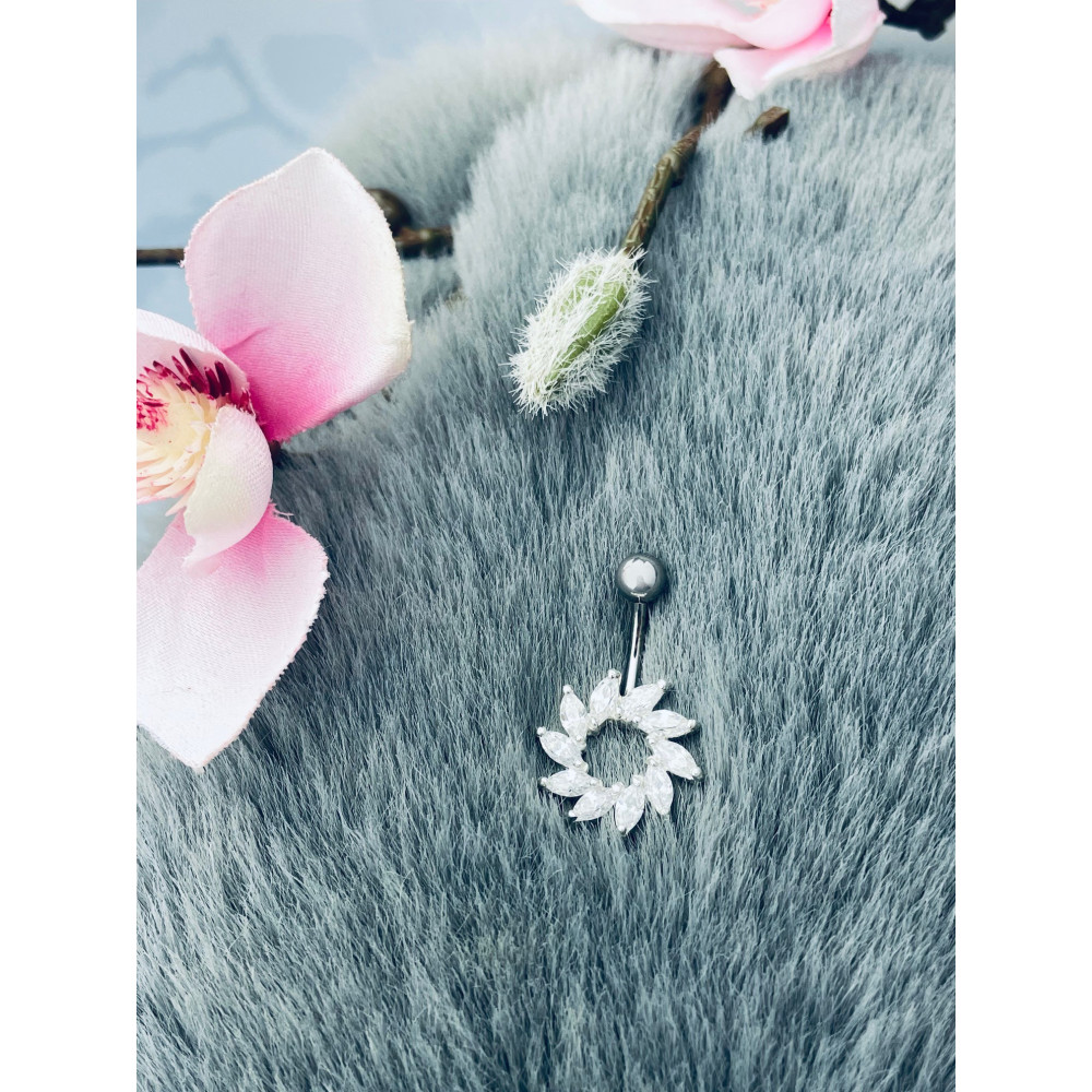 Blume Bauchnabelpiercing Silber 925 Piercingschmuck Banana mit Zirkonia