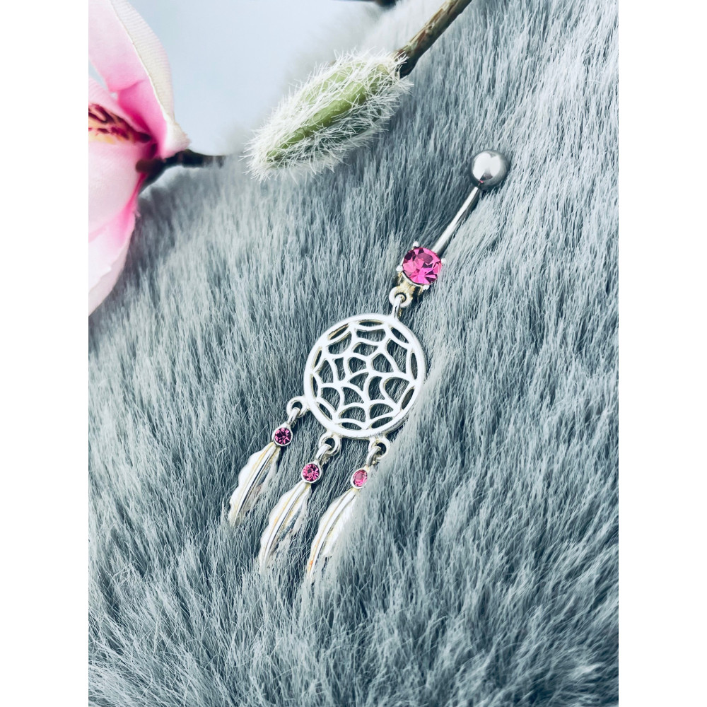 Traumfänger Bauchnabelpiercing Silber 925 Piercingschmuck Banana mit Zirkonia