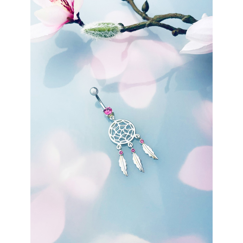 Traumfänger Bauchnabelpiercing Silber 925 Piercingschmuck Banana mit Zirkonia