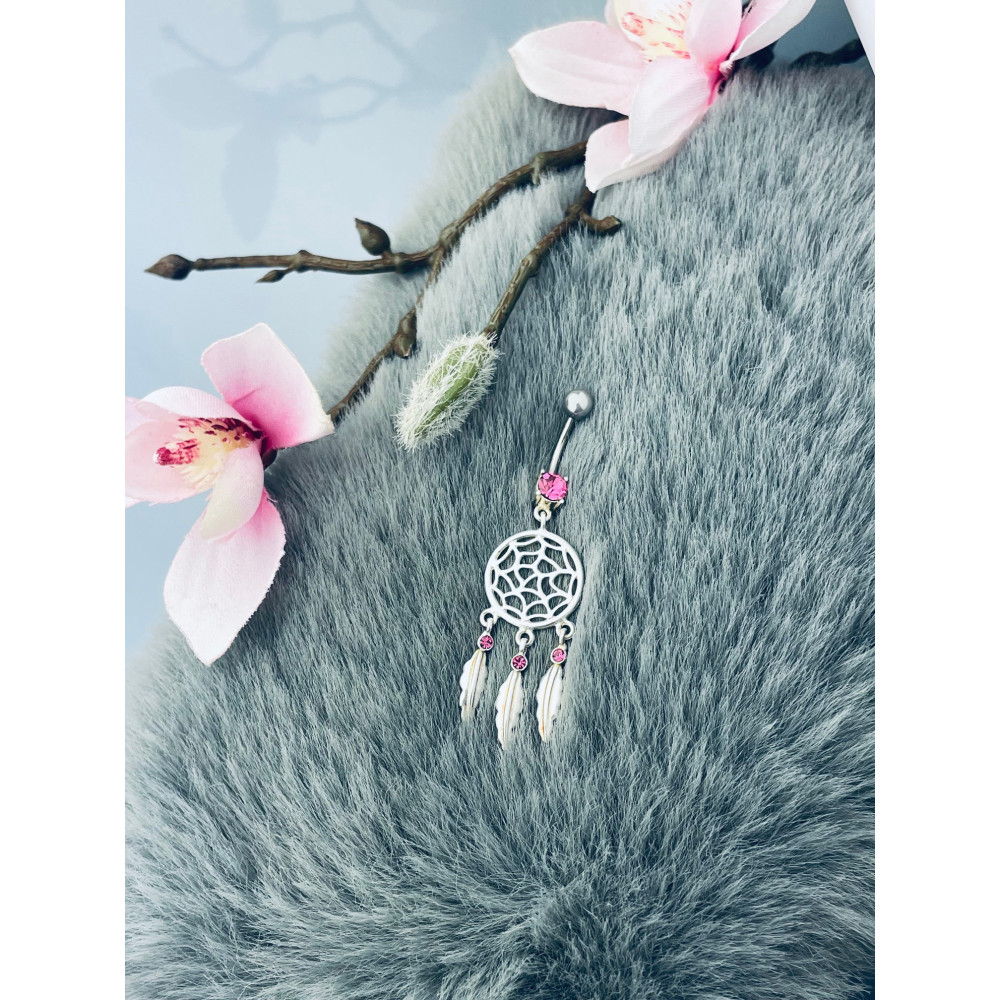 Traumfänger Bauchnabelpiercing Silber 925 Piercingschmuck Banana mit Zirkonia