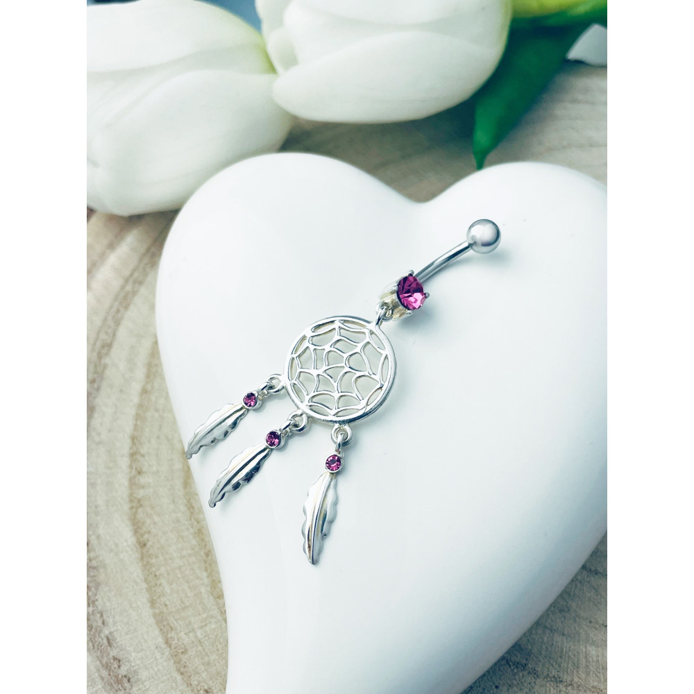 Traumfänger Bauchnabelpiercing Silber 925 Piercingschmuck Banana mit Zirkonia