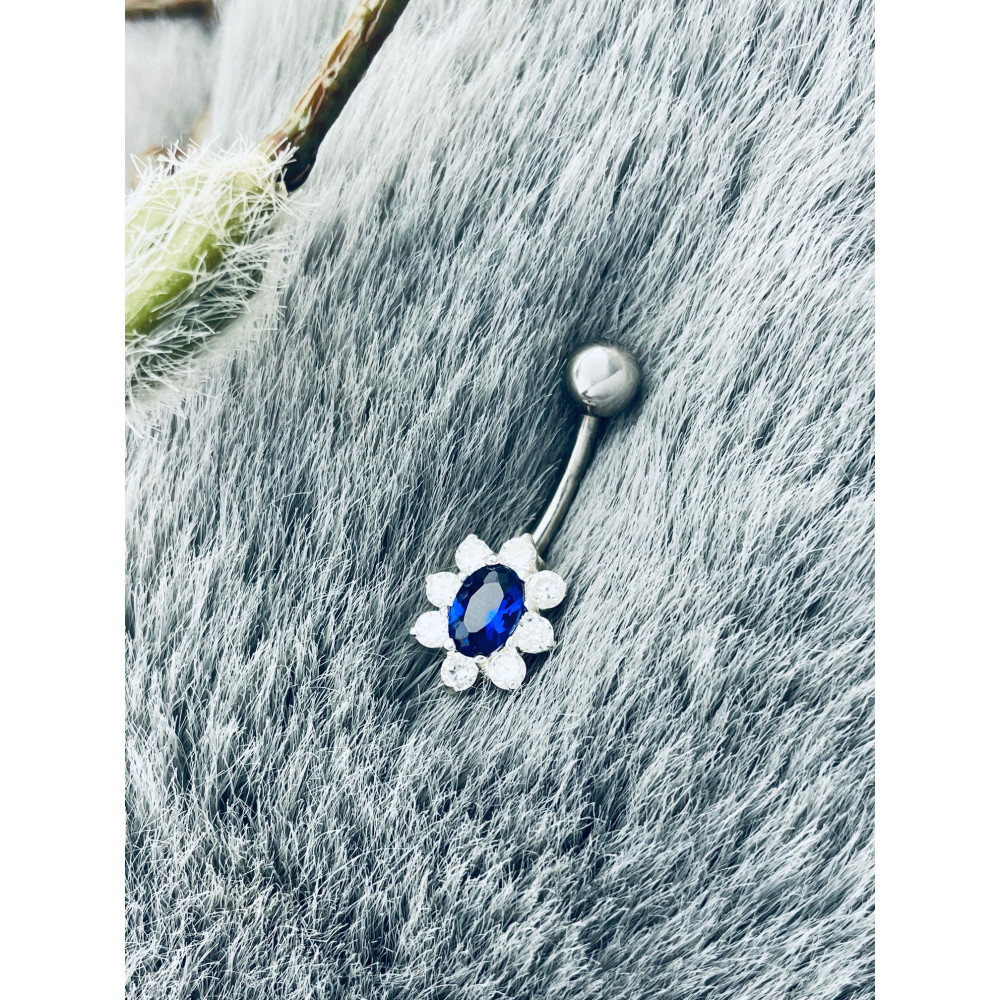 Blume Bauchnabelpiercing Silber 925 Piercingschmuck Banana mit Zirkonia