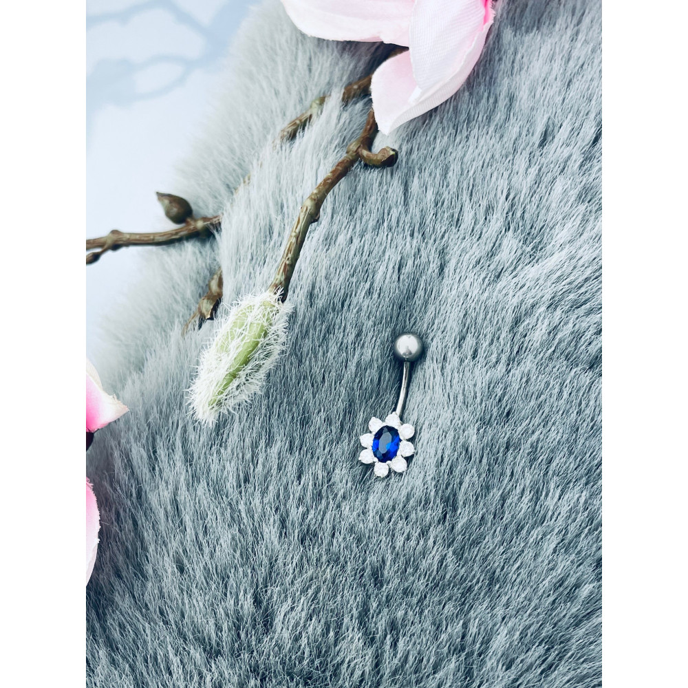 Blume Bauchnabelpiercing Silber 925 Piercingschmuck Banana mit Zirkonia