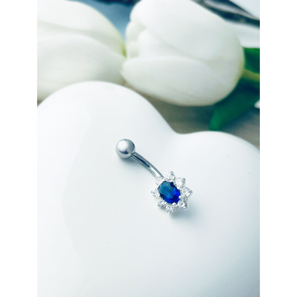 Blume Bauchnabelpiercing Silber 925 Piercingschmuck Banana mit Zirkonia