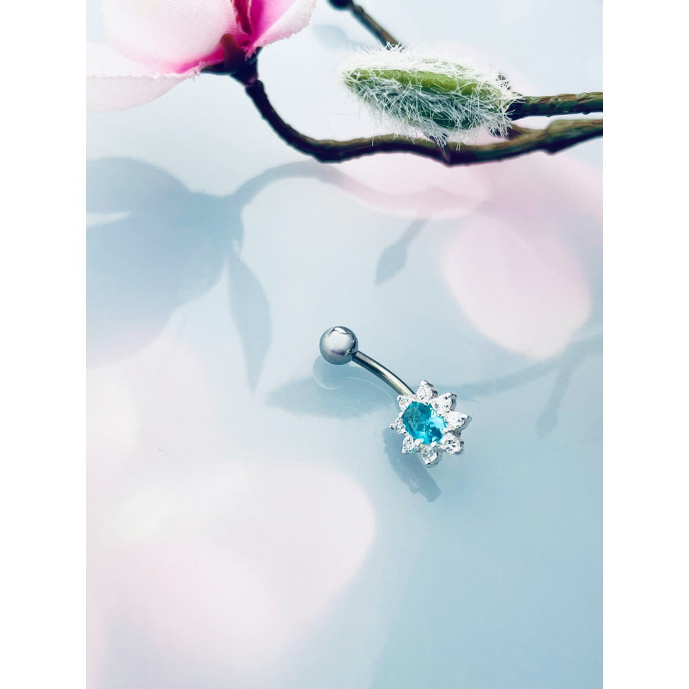 Blume Bauchnabelpiercing Silber 925 Piercingschmuck Banana mit Zirkonia