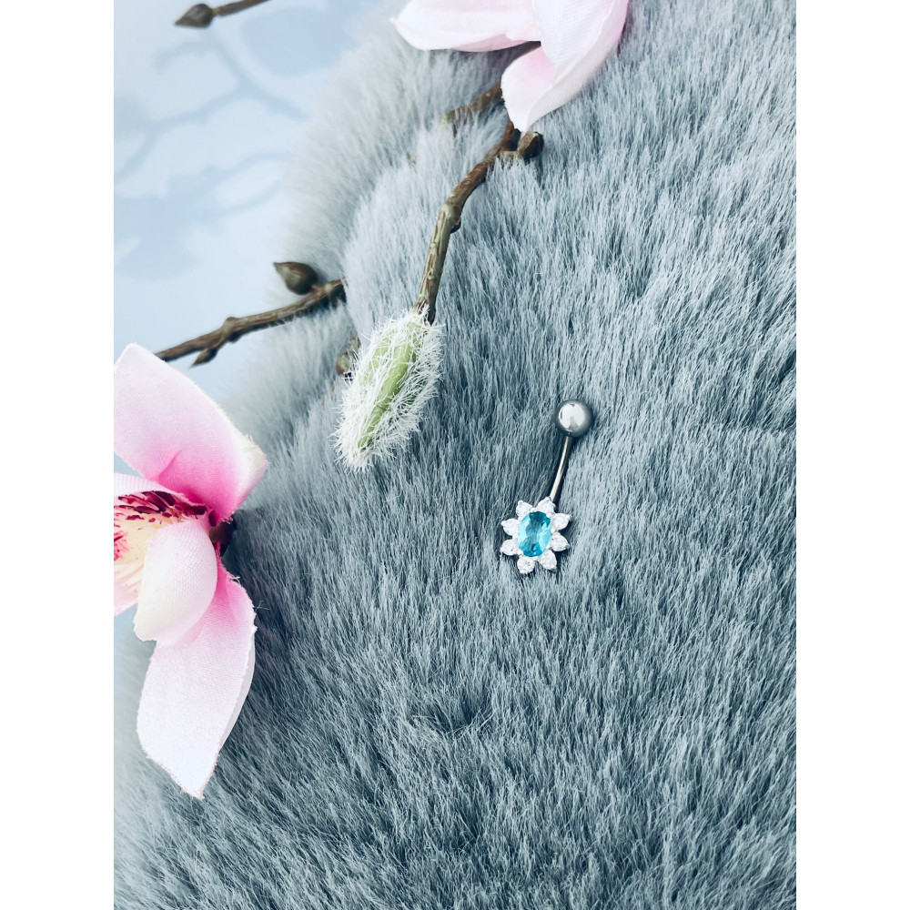 Blume Bauchnabelpiercing Silber 925 Piercingschmuck Banana mit Zirkonia