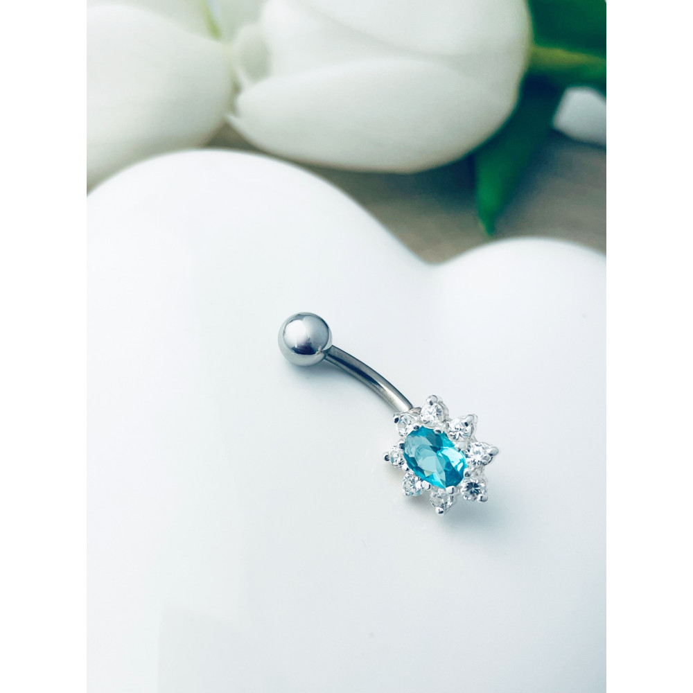 Blume Bauchnabelpiercing Silber 925 Piercingschmuck Banana mit Zirkonia