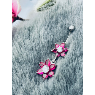 Blume Bauchnabelpiercing Silber 925 Piercingschmuck Banana mit Zirkonia