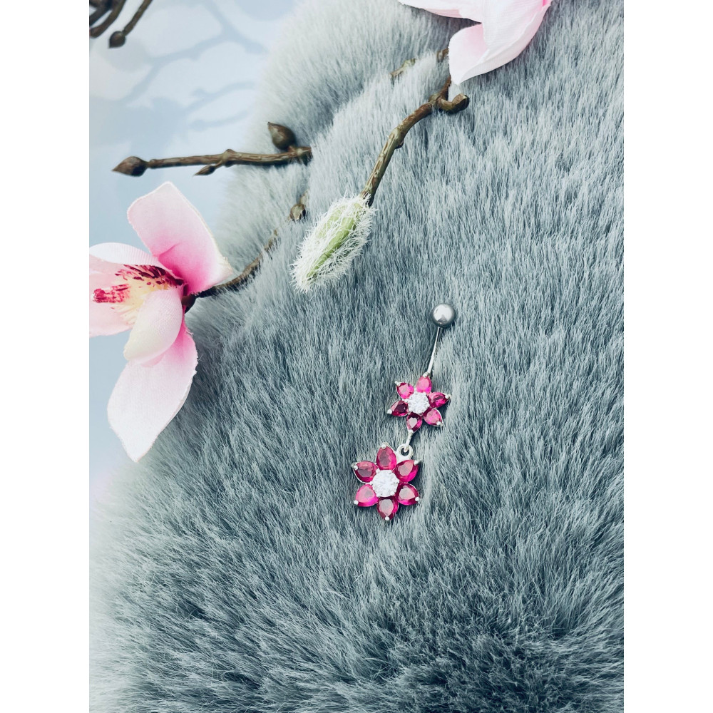 Blume Bauchnabelpiercing Silber 925 Piercingschmuck Banana mit Zirkonia