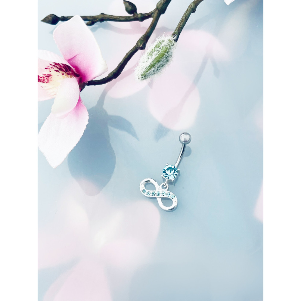 Infinity Bauchnabelpiercing Silber 925 Piercingschmuck Banana mit Zirkonia