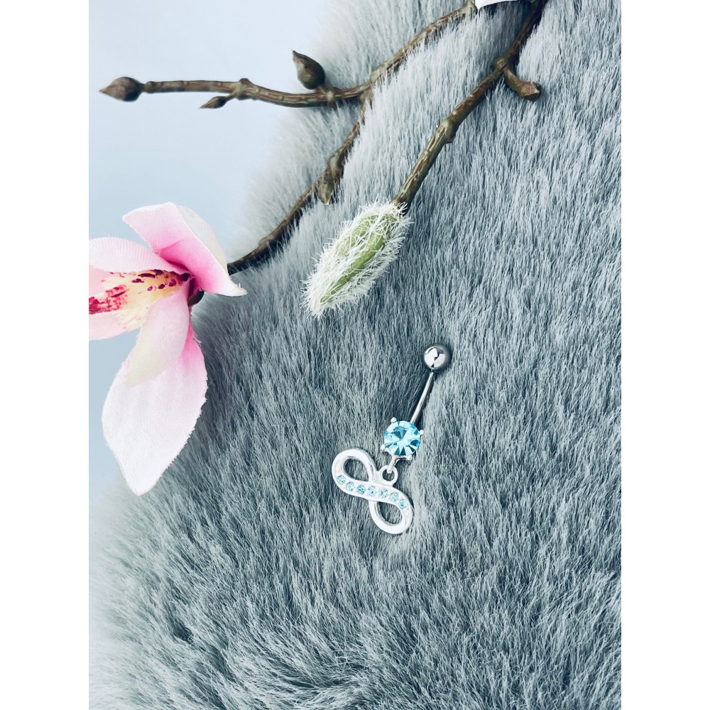 Infinity Bauchnabelpiercing Silber 925 Piercingschmuck Banana mit Zirkonia