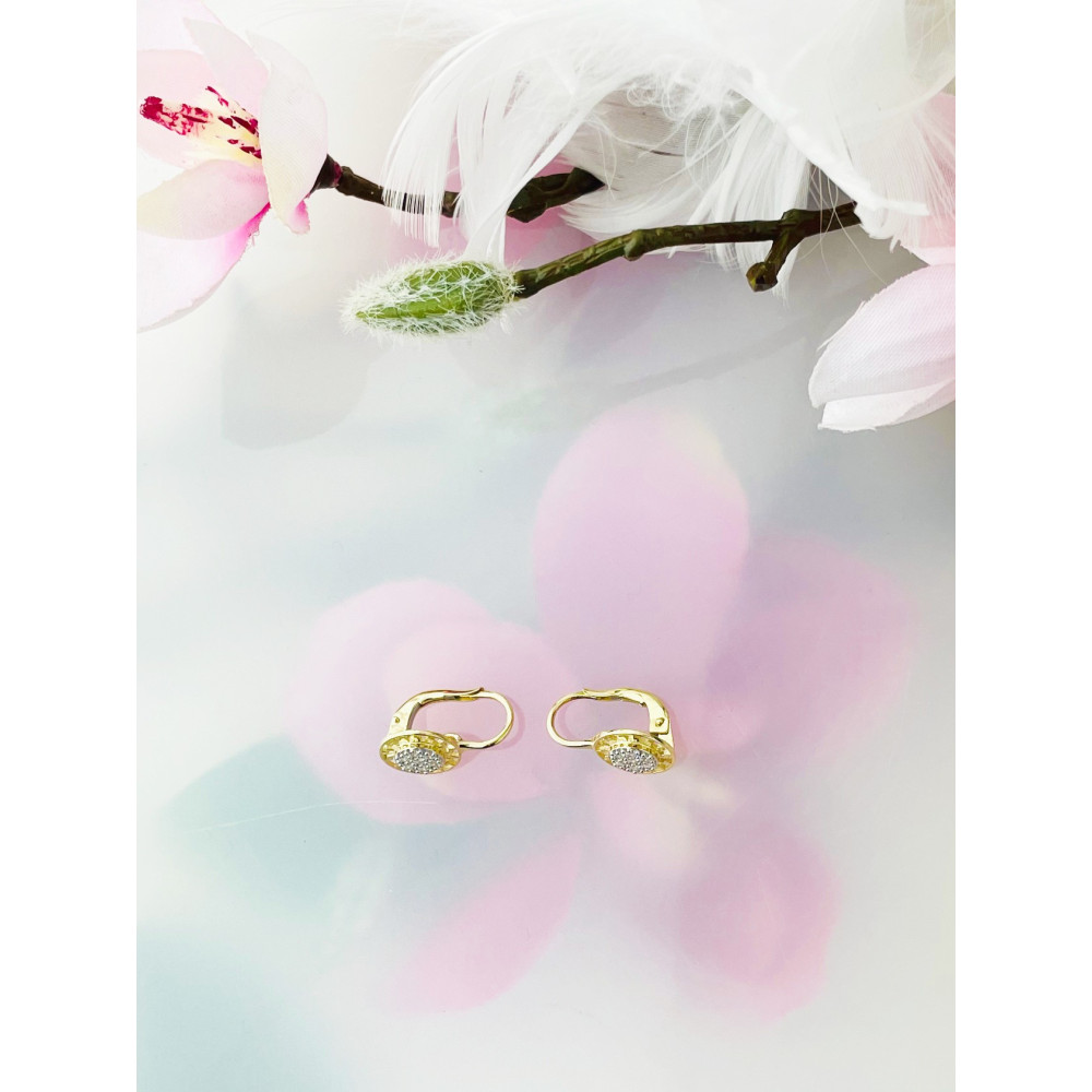 griechisches Muster Ohrringe mit Zirkonia Ohrhänger Ohrstecker Ohrschmuck 585er 14KT Gelbgold