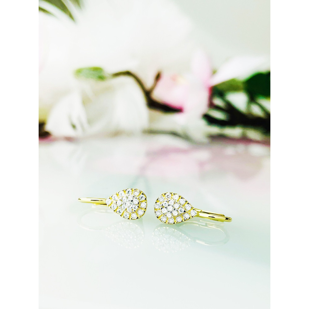 Złote kolczyki z cyrkoniami łezka kropla