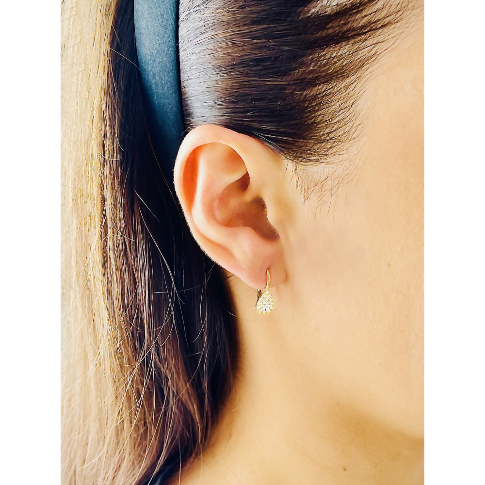 copy of Złote kolczyki kuleczki z cyrkoniami dwukolorowe